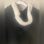 Vintage Lord & Taylor Christmas Cardigan Snow Flakes Fur Hood Beaded Zip Up M Black Size M Photo 13