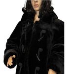 Dennis Basso Vintage 90s faux fur coat Toggle button & removable hood size large Photo 9