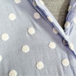 ZARA  Gauze‎ Embroidered Polka Dot Button Up Shirt Blue White Large Photo 5