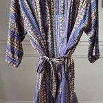 Vintage 90s Jacobson’s Lightweight Tribal Print Robe Purple Green Tan OSFM Unise Size undefined Photo 0