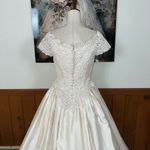 Alfred Angelo Gorgeous *New* Vintage 90s Silk Off Shoulder Wedding Gown! Photo 5