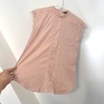 EXPRESS Light Baby Pink Textured Swiss Dot Lace Trim High Neck Coquette Blouse S Photo 6