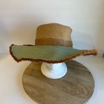 Pistil Joni Sun Oversized Wicker Fringe Trim Blue/Tan Beach Vacation Hat Blue Photo 9