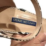 Stuart Weitzman SWIFTY ANKLE STRAP SNAKESKIN OPEN TOE BLOCK HEEL 9 Photo 5