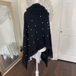Charlotte Daniel Black Knit Pearl Beaded Knitted Shawl Poncho Top Sweater OS Size undefined Photo 5