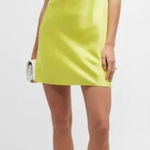 Alice + Olivia  Neon Yellow Satin Cowl Neck Slip Mini Dress Size 6 Photo 0