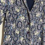 April Cornell Blue Purple Floral Paisley Long Sleeve V Neck Tunic Blouse Top Lrg Size L Photo 2