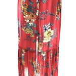 Band of Gypsies Floral Red Front Slit Open Ruffle tier Maxi Skirt boho western Photo 0