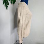 IZOD Cotton Cable Knit Crewneck Sweater Tan with Pink Photo 5