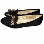 Birdies The Blackbird Black Suede Sherpa Lined Cheetah Tassel Loafers size 6.5 Photo 2