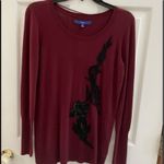 Apt. 9 NEW Sequin Lace Burgundy Sweater Women’s Size Small Appliqué red crewneck maroon Photo 6