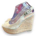 Veronica Beard $395 Women's Beige Dali Peep Toe Platform Wedge Sandal Shoes 7 Photo 1