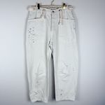 Free People  We the Free Moxie Pull On Barrel Jeans White Paint Splatter Size 27 Photo 2