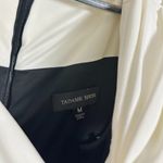 Tadashi Shoji  Perkins Asymmetric Draped Gown in Black/ Ivory Size Medium Photo 5