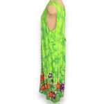 Jane Ashley Vintage Green Tropical Floral Dress Sleeveless Rayon Resort Wear 2X Photo 2