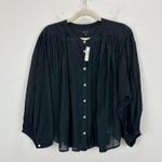 Madewell Balloon Sleeve Top Blouse Black Lightweight Cotton Blend Boho XXL NWT Photo 6