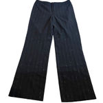Lafayette 148 Wide Leg Virgin Wool Pant Size 10 Black With White‎ Twill Lines HR Photo 0