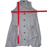 For Cynthia Dress L Gray Button Up Linen Lagenlook Pockets Sleeveless Minimalist Photo 7