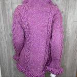 Handmade Purple Ecuador crochet braided knit fringe full zip hooded jacket sweater shirt Photo 5