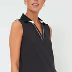 Tuckernuck  Polo Sport Black Sleeveless Caroline Top Medium Golf Tennis Pickle Photo 0