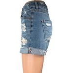 American Eagle  Super Stretch Blue Distressed High Waisted Denim Jean Shorts 4 Photo 1
