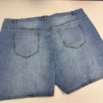 Eloquii  | Light Blue Overlap Jean Shorts for Women Photo 1