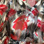 VTG 100% SILK RED & BLACK ABSTRACT SHEER BLOUSE Photo 6