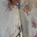 Free People  Cream Floral Peplum Low V-Neck Blouse Women Sz M Photo 2