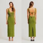 Torn By Ronny Kobo metallic Olive green gorgeous crochet dress Photo 10