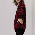 Maje  kolette leopard animal print crewneck burgundy mohair blend sweater 1 - S Photo 5
