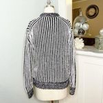 Elizabeth and James Black Striped Chunky Knit Crewneck Sweater Small Photo 5