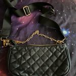 Boutique Black Leather Purse Handbag Quilted Hand & Crossbody Strap 9”W X 5”H Photo 3
