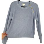 J.Crew NWT  Womens Crew Neck Button Shoulder Pullover Sweater Blue Size Medium Photo 7