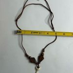 Adjustable Shark Tooth Pendant Necklace with Wooden Beads Unisex Brown Photo 7