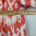 Chico's Open Front Cardigan Women 0 Sz M Orange Ikat Print 100% Linen Beachy Boho Photo 6