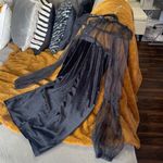 Eloquii Sheer Yoke Velvet Mini Dress in Black Photo 9