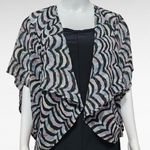 Ali & Kris Lavender Black Scalloped Pattern Open Front Kimono Size Large Photo 0