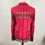 Vintage Red Suede Crochet Fringe Jacket Boho Western Bohemian Festival Size M Photo 1