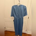 Woman THEIA COUTURE Storm Blue S/s Kimono Cape Satin Cocktail Dress Sz 4 NWT Photo 6