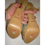 New Womens Ralph Lauren Collection Purple Label Raffia Heels 10.5 Italy Blue Tan Photo 10