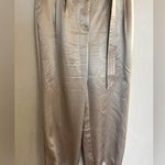 Maeve  ANTHROPOLOGIE Women's Champagne Satin Belted Jogger Pants Size 10 Photo 0