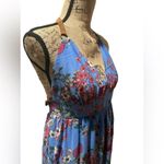 WAYF  Botanical Flyaway Cornflower Blue Floral Women’s Sleeveless Maxi Dress Lrg Photo 8