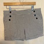 Sandro  Nautical Shorts Women's 12 Navy & White Striped Seersucker 4.5" Inseam Photo 0