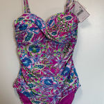 NWT Stella Parker Paisley Floral Bandeau One Piece Swimsuit Removable Straps‎ M Pink Size M Photo 0