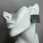 Boho Abstract Square Earrings Blue Photo 4