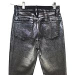 frame denim FRAME Le Sylvie Slender Straight Metallic Silver Jeans Edgy Feminine 25 Photo 6