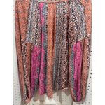 Lovestitch  Bohemian Patchwork Print Long Sleeve Tassel Tie Blouse Size S Photo 5