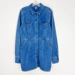 Free People  Dynamite Mini Dress in 70s Blue Denim Button Front Size Medium Photo 6