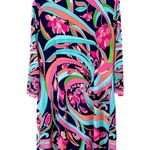 London Times Dress 3/4 Sleeve Knee Length-Sz 12 Navy Pink-Flower Flourish Swirl Photo 1
