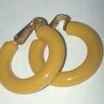 Vintage Japan Goldenrod Yellow Classic Hoop Clip On Earrings Photo 0